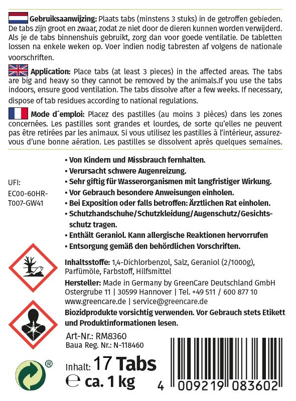 Anti Ratten Tabs PUR, 17 Tabs (ca.1 kg) inkl. 2 Wirkstofftboxen