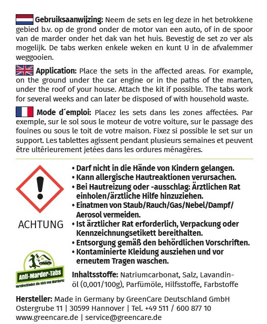 Anti Marder Tabs BIOzid  SPARSET 1 - 6er Pack