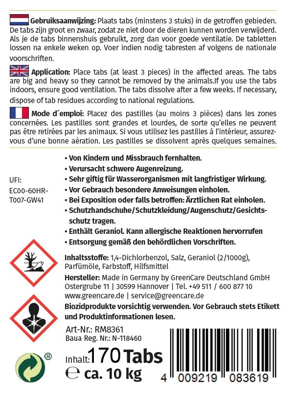 Anti Ratten Tabs PUR, 170 Tabs (ca.10 kg) inkl. 10 Wirkstoffboxen